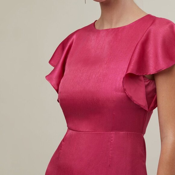 Rachell Parcell Flutter Sleeve Ruffle Midi Dress Size 6 - Picture 3 of 5